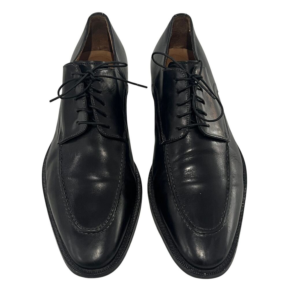 *DS27 SANTONI Men's Leather Oxford Dress Shoes Black Size 11